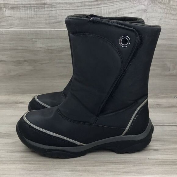 Lands End Boots Youth 5 Black Snow Winter Hook and Loop - Picture 2 of 13